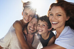 Family on beach